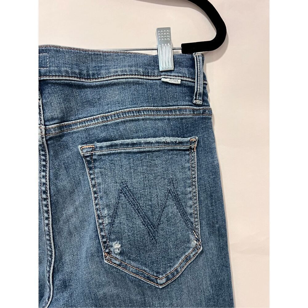 MOTHER Blue Distressed Cropped Ankle Jeans - Picture 7 of 10